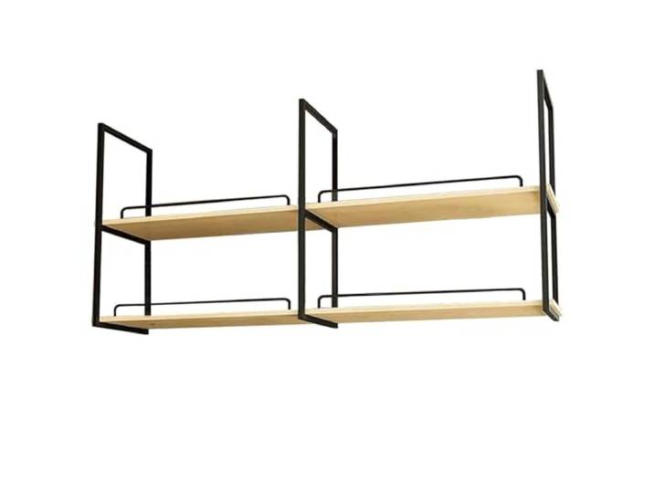 Deckenregal Holzregal Lagerregal 2-lagiges Hängedisplay(Black,120x30x80cm)