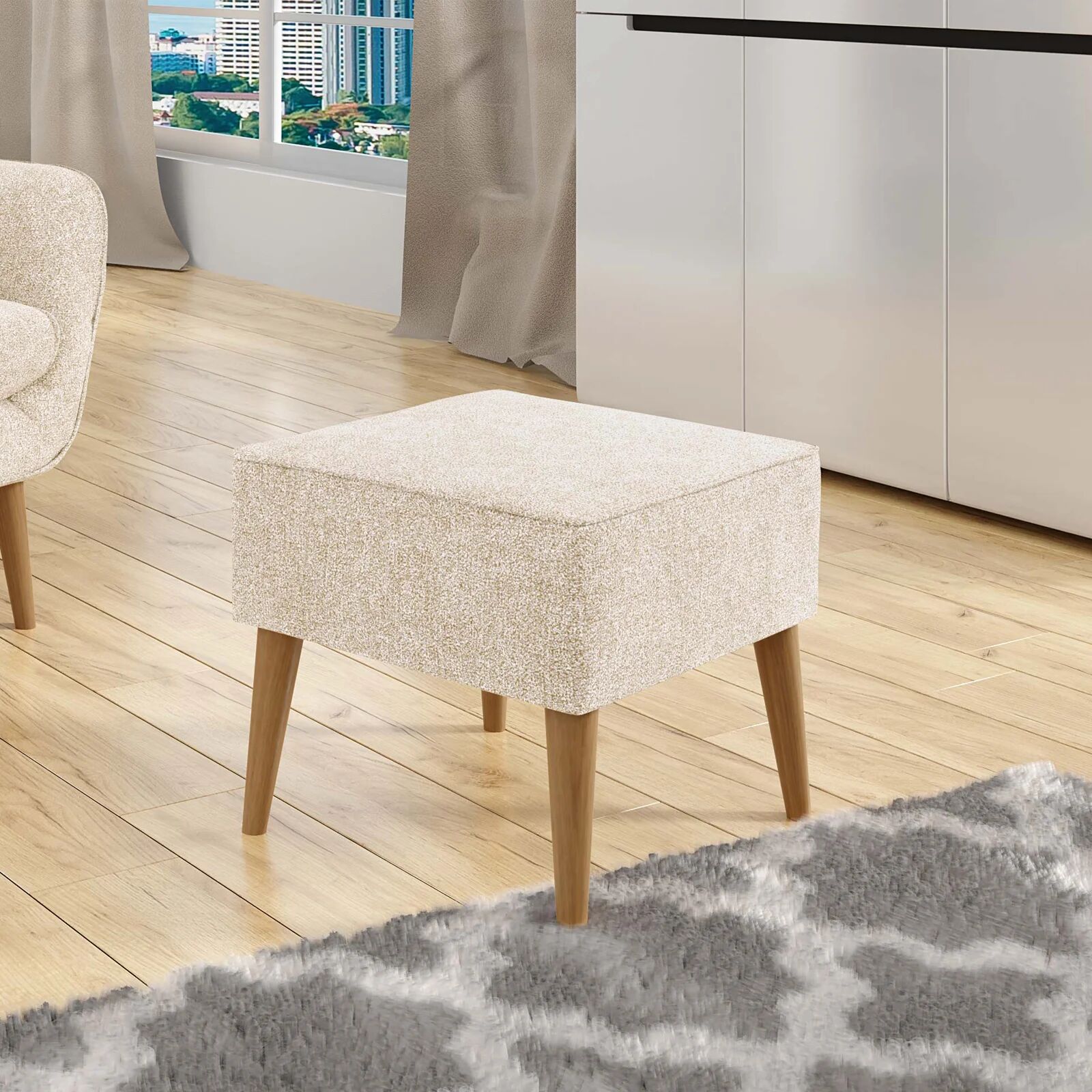garneroarredamenti Pouf imbottito in tessuto quadrato 65x65cm beige Soffio