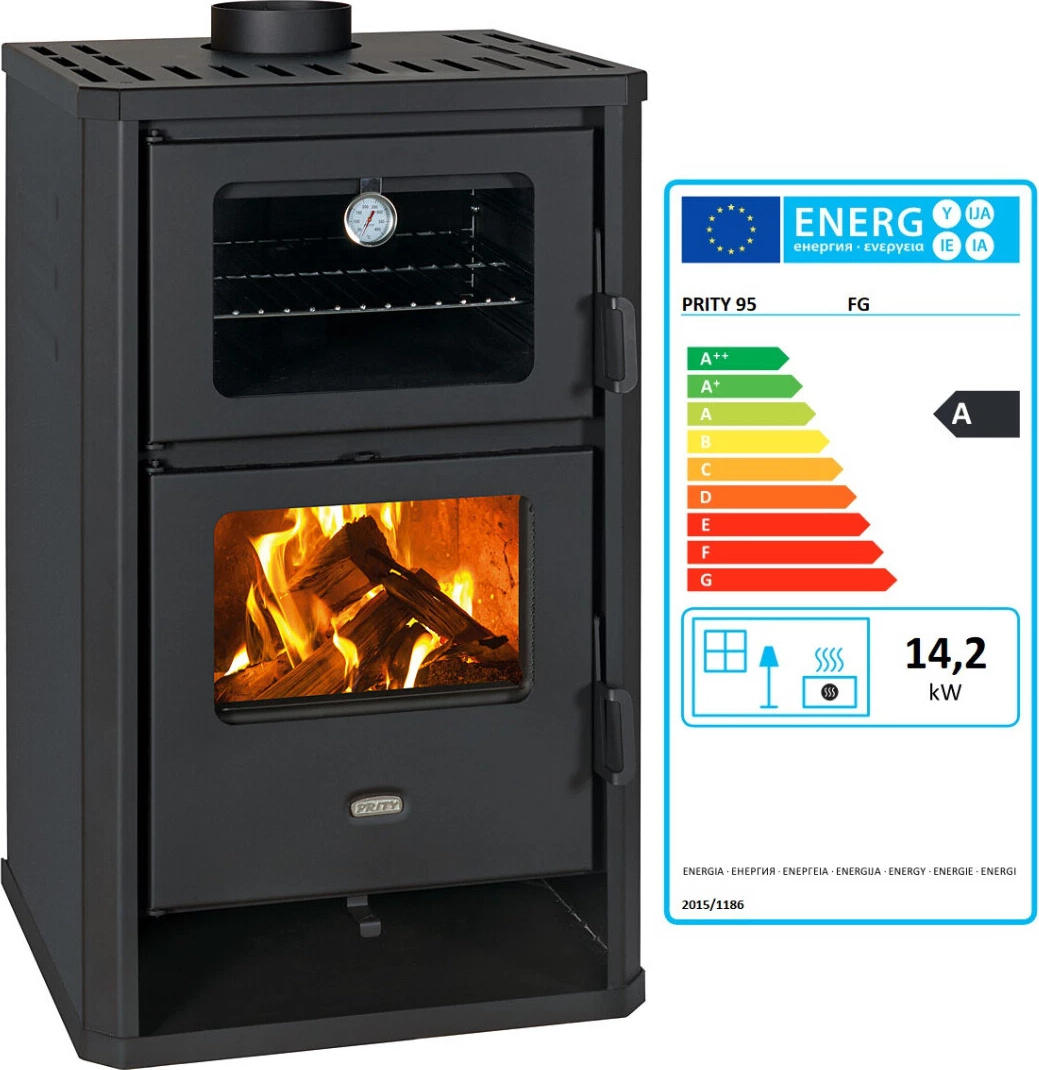 - Holzofen PRITY FG D 14,2 kW mit Backofen Kaminofen Heizen Kochen