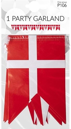 No-Name Guirlande Med 12 Plastik Flag, Dannebrog, 2 M.
