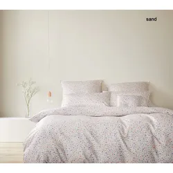 Elegante Mako-Satin Bettwäsche Beauties- 155x220 cm + 40x80 cm	sand