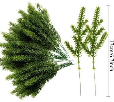 Inspired Finds 20PCS Artificial Pine Needle Branches Green Christmas DIY Garland Decor Stems 6.7in 10pcs
