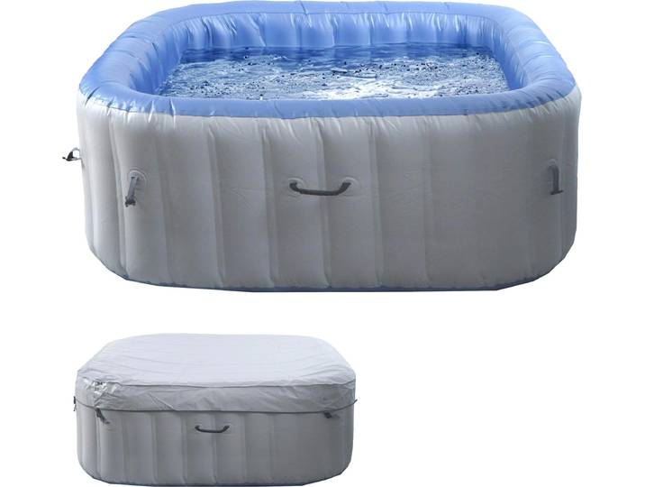 Whirlpool HWC-N97, Ersatz-Pool 5 Personen, In-/Outdoor aufblasbar PVC laminiert, eckig 180cm, grau-blau