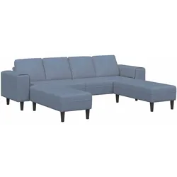 vidaXL Stoffsofa mit Kissen Blau Cordstoff