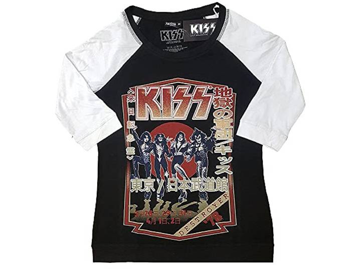 KISS Unisex Raglan Tee: Destroyer Tour '78 - XXX-Large - Black,White