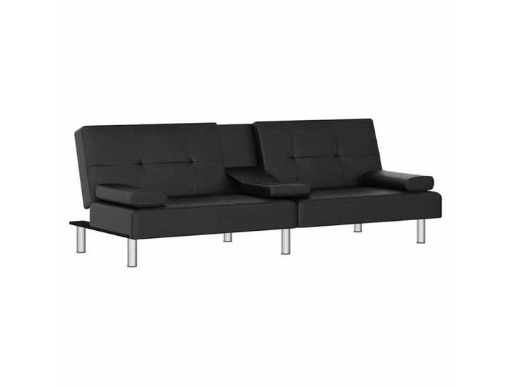 Sofa de séjour(Noir) Canapé-lit avec porte-gobelets noir similicuir pour intérieur _01_2084