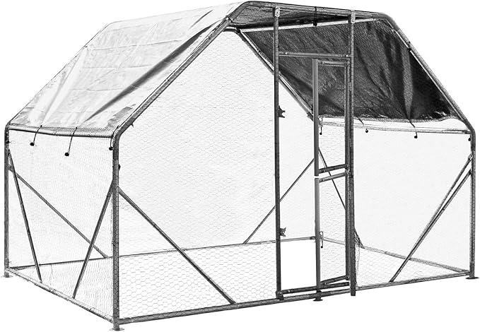 Freilaufgehege 2 x 3 x 2 m mit Sonnendach und verzinkten Gitterstäben, Außengehege als Voliere Hühnerstall oder Hasenstall, Kleintiergehege mit Riegel
