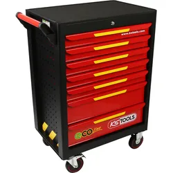KS Tools ECOline SCHWARZ/ROT/GELB Werkstattwagen mit 7 Schubladen - 897.1007