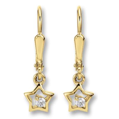 Paar Ohrhänger ONE ELEMENT "Zirkonia Stern Ohrringe Ohrhänger aus 333 Gelbgold", gold, Ohrringe, Damen, Kinder, Gelbgold 333 Gold, Gelbgold 333, Gold, Zartes Emblem – unaufdringlich und dennoch ausdrucksstark