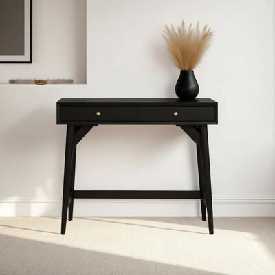 Alpine Furniture Flynn 2 Drawer Mini Desk in Black