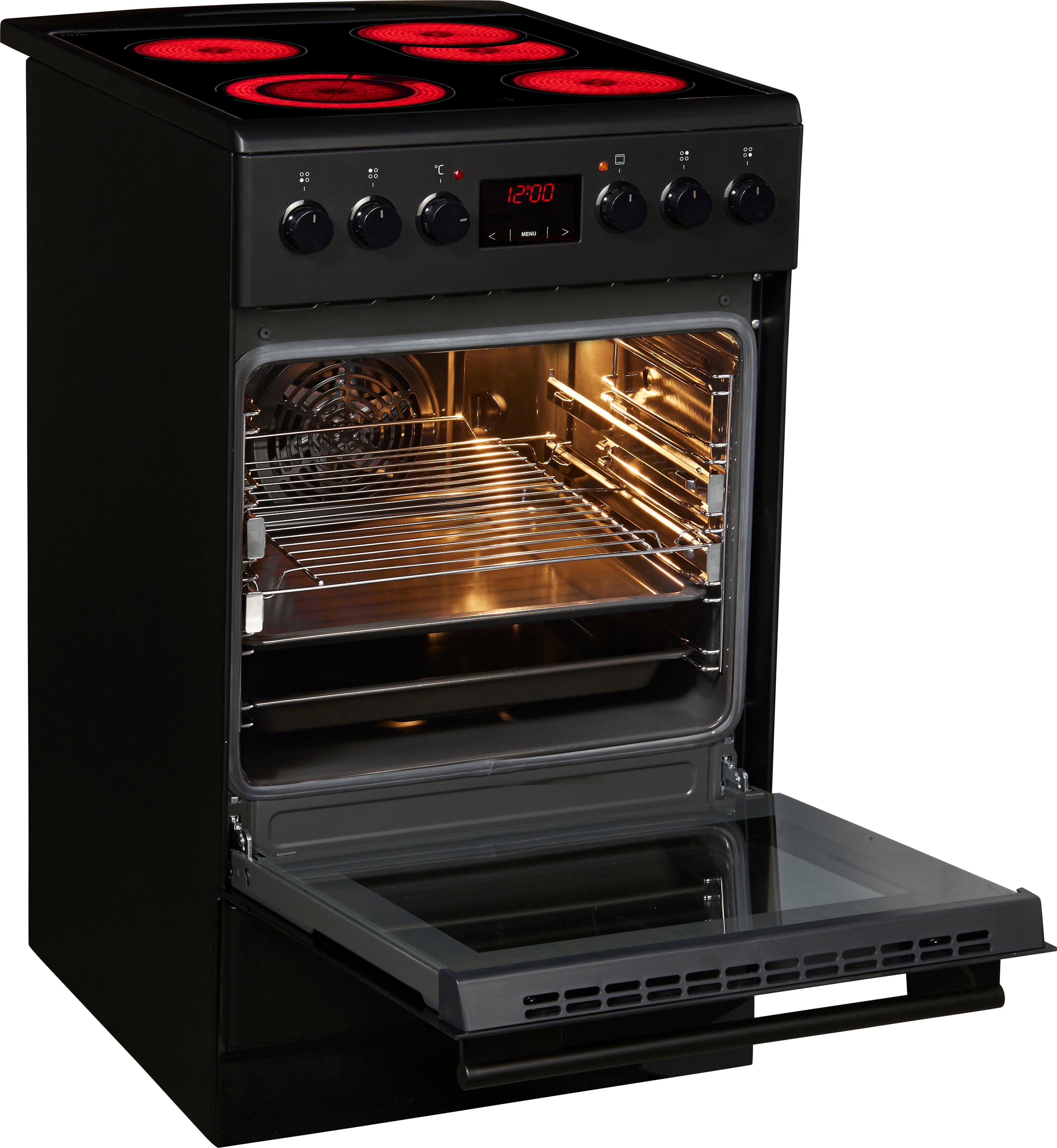AMICA Elektro-Standherd "SHC 11503 SM", Energieeffizienz: A, schwarz (schwarz, matt), Herdsets, Komfortables Kochen und Backen mit bequemer Handhabung, Elektro-Standherd