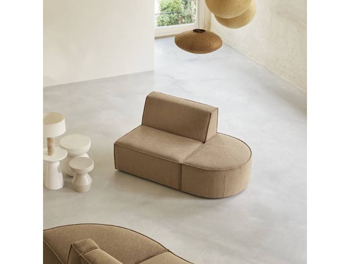 Lounge-Modulsessel Dario aus camelfarbenem Stoff - Braun