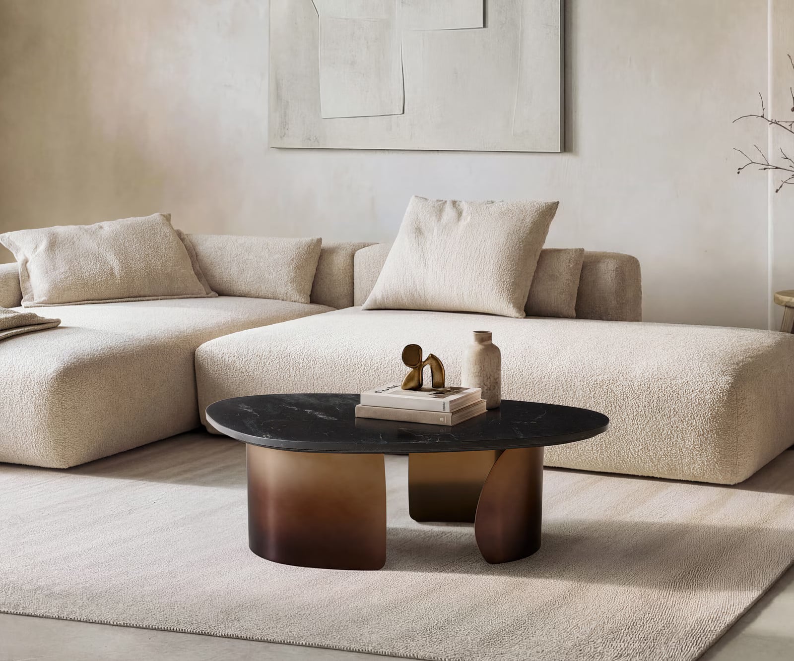 DELIFE Salontafel Marvello Modern Marmer Zwart Goud Metaal B: 101 cm, D: 50 cm, H: 39,3 cm