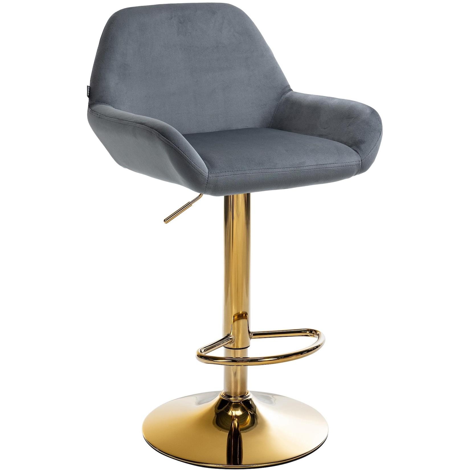 CLP Barhocker Braga Gold Samt - Farbe: dunkelgrau