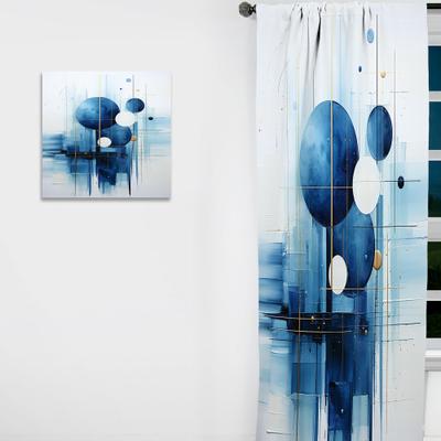 DESIGN ART "Designart ""Blue And White Nautical Shapes I"" Coastal Minimalism Curtain - Blackout No Pattern Curtain - 1 Panel"
