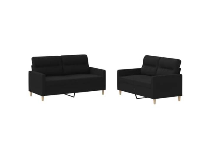 KUTYWEXFM 2-Teilige Sofagarnitur mit Kissen Schwarz Stoff Polstersofa Set Modulares Polstermöbel Set inklusive Vier Kissen für Gemütliche Stunden im Wohnzimmer Oder Gästezimmer.