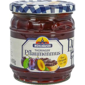 Mühlhäuser Fruchtaufstrich Thüringer Pflaumenmus, ohne Stücke & Kerne, vegan, im Glas, 450 g