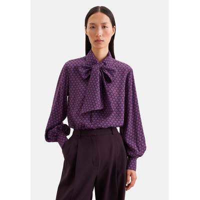 Schluppenbluse SEIDENSTICKER, Damen, Gr. XXL (44), fuchsia, 100% Viskose, gemustert, regular fit, ohne Ausschnitt, Blusen Schluppenbluse, 1/1 Kragen Druck
