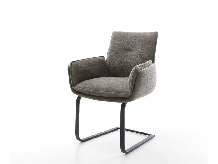 Freischwinger Nela-Flex Bouclé Soft Schlamm Freischwinger flach Schwarz, Esszimmerstühle