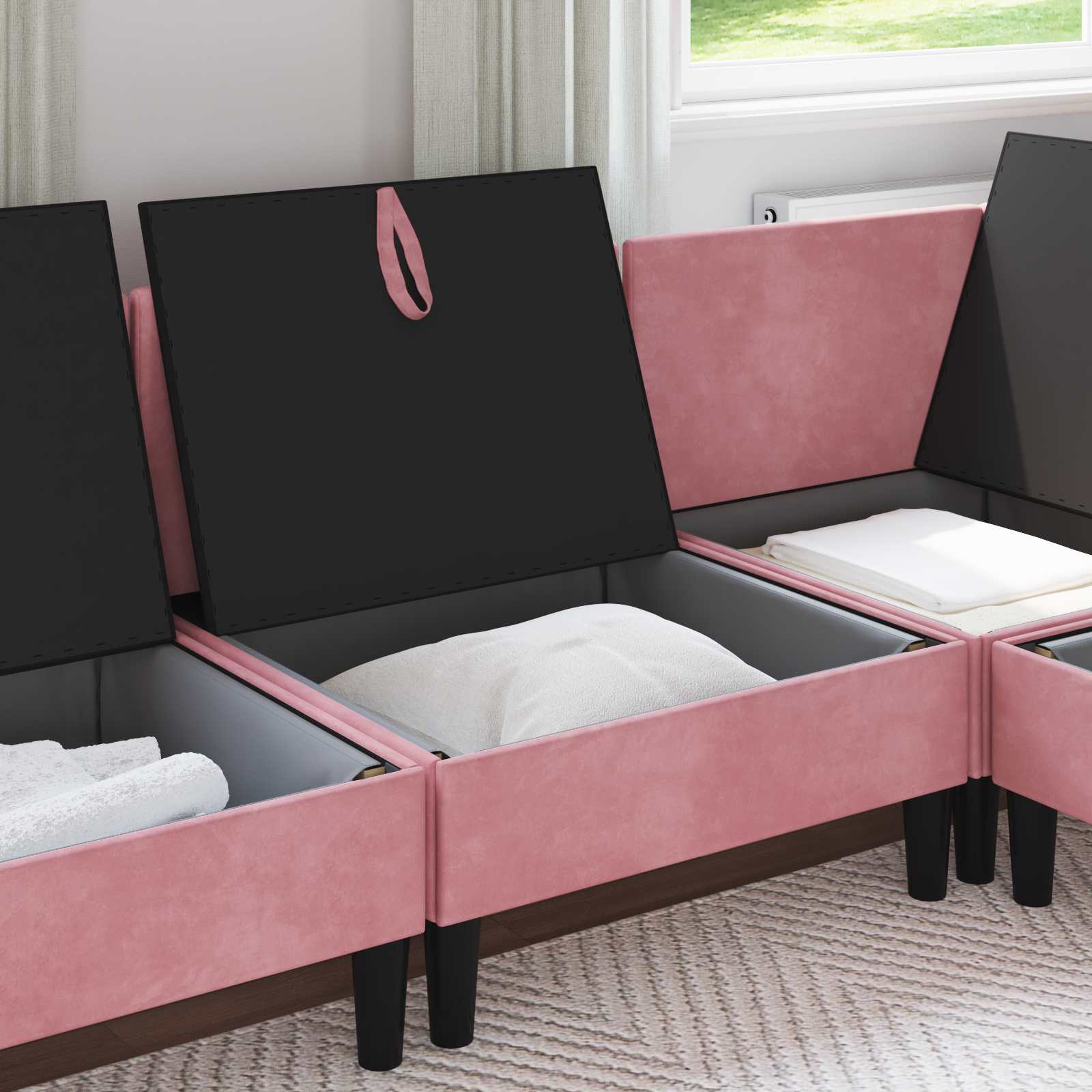 vidaXL Canapé moyen avec rangement Rose Velours