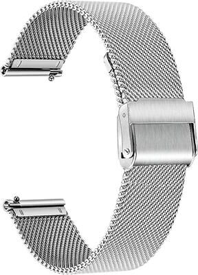 Inspired Living Universal Milanese Watch Band Stainless Steel Mesh Watch Strap With Quick Release (1422mm) silver 16mm