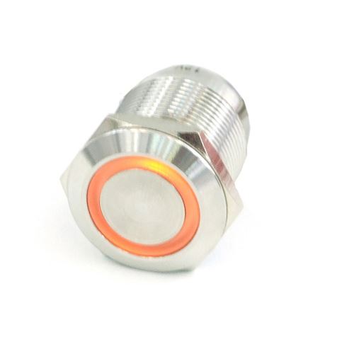 Phobya Vandalismus Klingeltaster 19mm, orange beleuchtet, mit Schraubkontakten 6pin