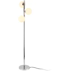 Helloshop26 - Stehlampe Metall und Glas 3 x E14 154 cm Chrom und Weiß