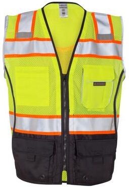 Kishigo 1515-1516 Premium Black Series Bottom Class 2 Vest in Lime size Large   Mesh
