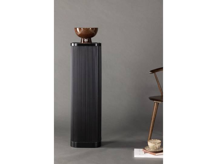 Beistelltisch VENTURE HOME Lenox, hoher schmaler Beistelltisch in elegantem Schwarz, 30 × 24 cm , schwarz (schwarz, schwarz, schwarz), B:24cm H:100cm T:24cm, Tische, Beistelltisch, Ablagetisch, MDF, PU-Lack, schmal, sehr hoch, urban