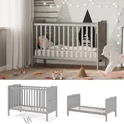 VitaliSpa Gitterbett Babybett Kinderbett Tobi Kombinationsbett umbaubar Weiß