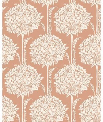 A-Street Prints Zaria Apricot Topiary Wallpaper
