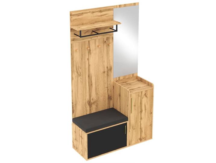 Dressing avec miroir, meuble avec porte-chaussures et crochets