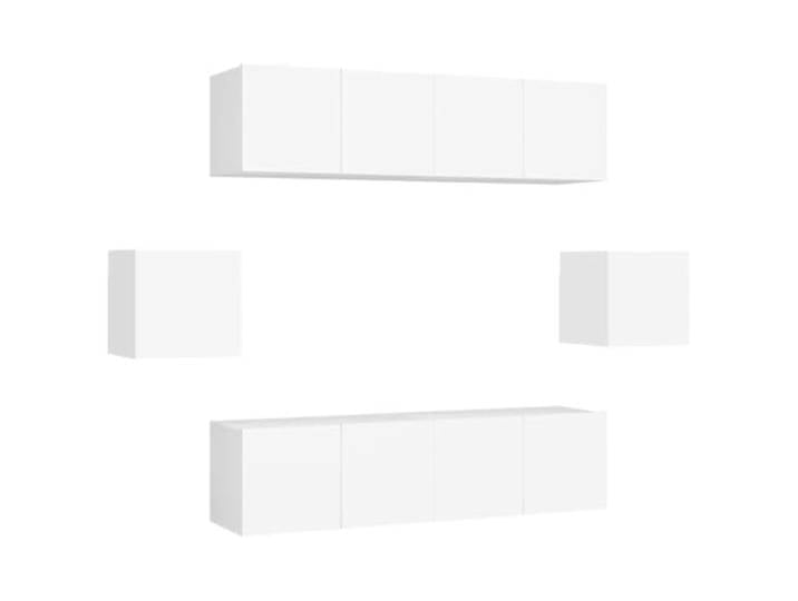 Todiikf 6-TLG. TV-Schrank-Set Wandmontiert Weiß Holzwerkstoff Flexibles Hängeboard Set für Wohnzimmer und Schlafzimmer mit reichlich Stauraum durch platzsparende Wandmontage.