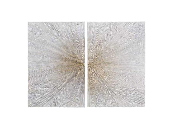 Diptychon-Leinwände in Weiß, Gold und Beige, 160 x 120 cm