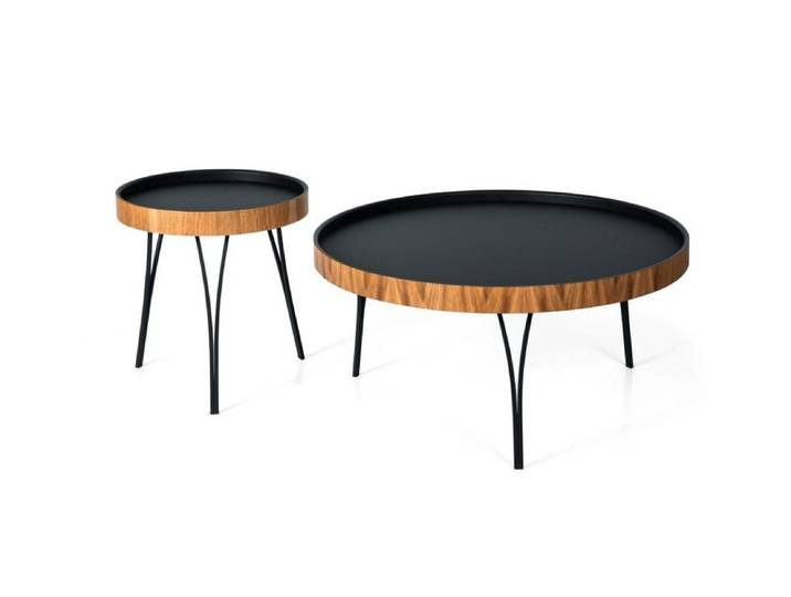 JVmoebel Couchtisch Schwarze Designer-Couchtische aus Edelstahl für modernes Wohnen (Packung, 2-St., 2x Couchtische), Made in Europa