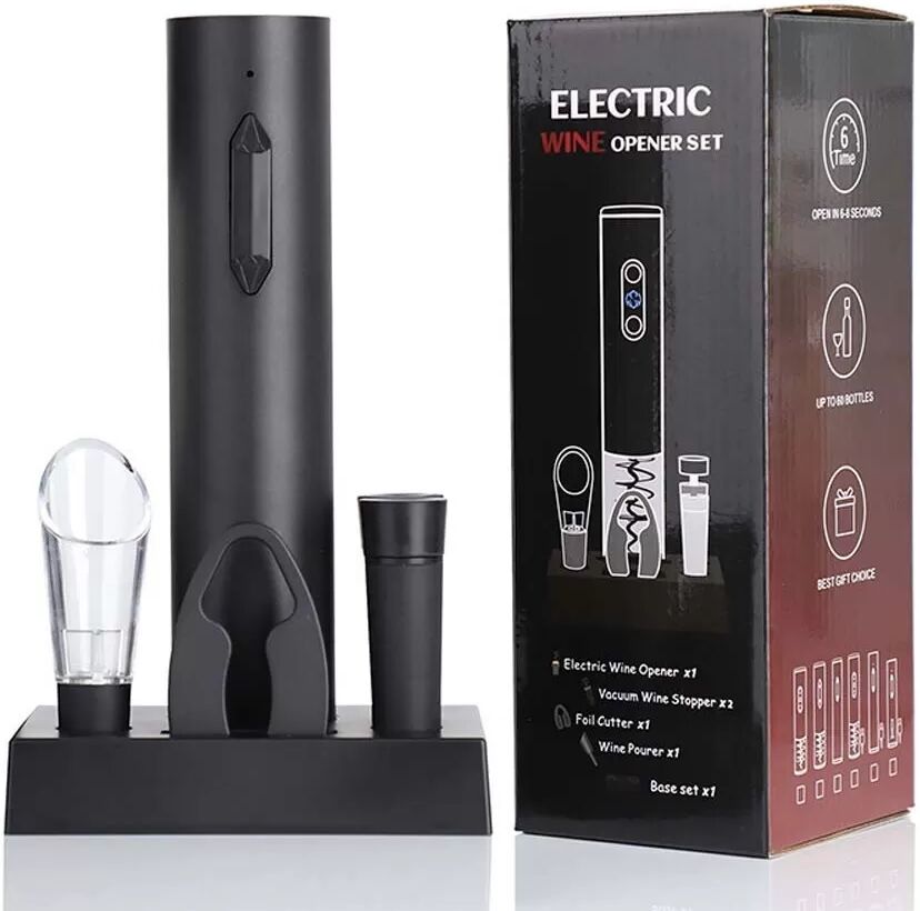 INF Ensemble 6 Pièces Ouvre-Bouteille Électrique - Tire-Bouchon Automatique Rechargeable avec Accessoires