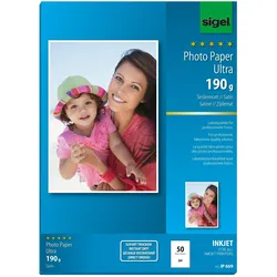 Sigel Inkjet Ultra (190 g/m2, A4, 50 Stk.), Fotopapier, Weiss