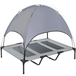 PawHut Haustierbett mit Baldachin Erhöhtes Hundebett Hundeliege outdoor Grau