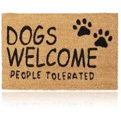 Relaxdays Fußmatte Kokos "Dogs Welcome" Beige,Schwarz