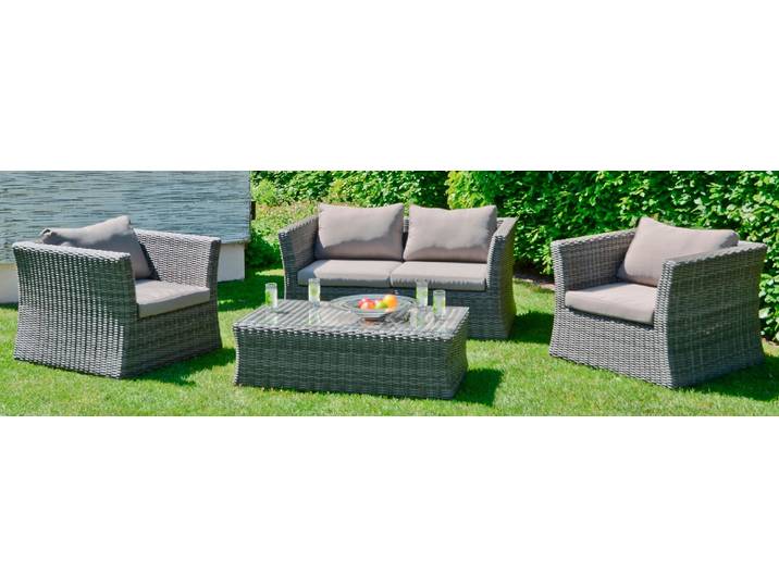 Gartenlounge-Set GARDEN PLEASURE AVILA , grau (dunkelgrau), Sitzmöbel-Sets, Gartenlounge-Set