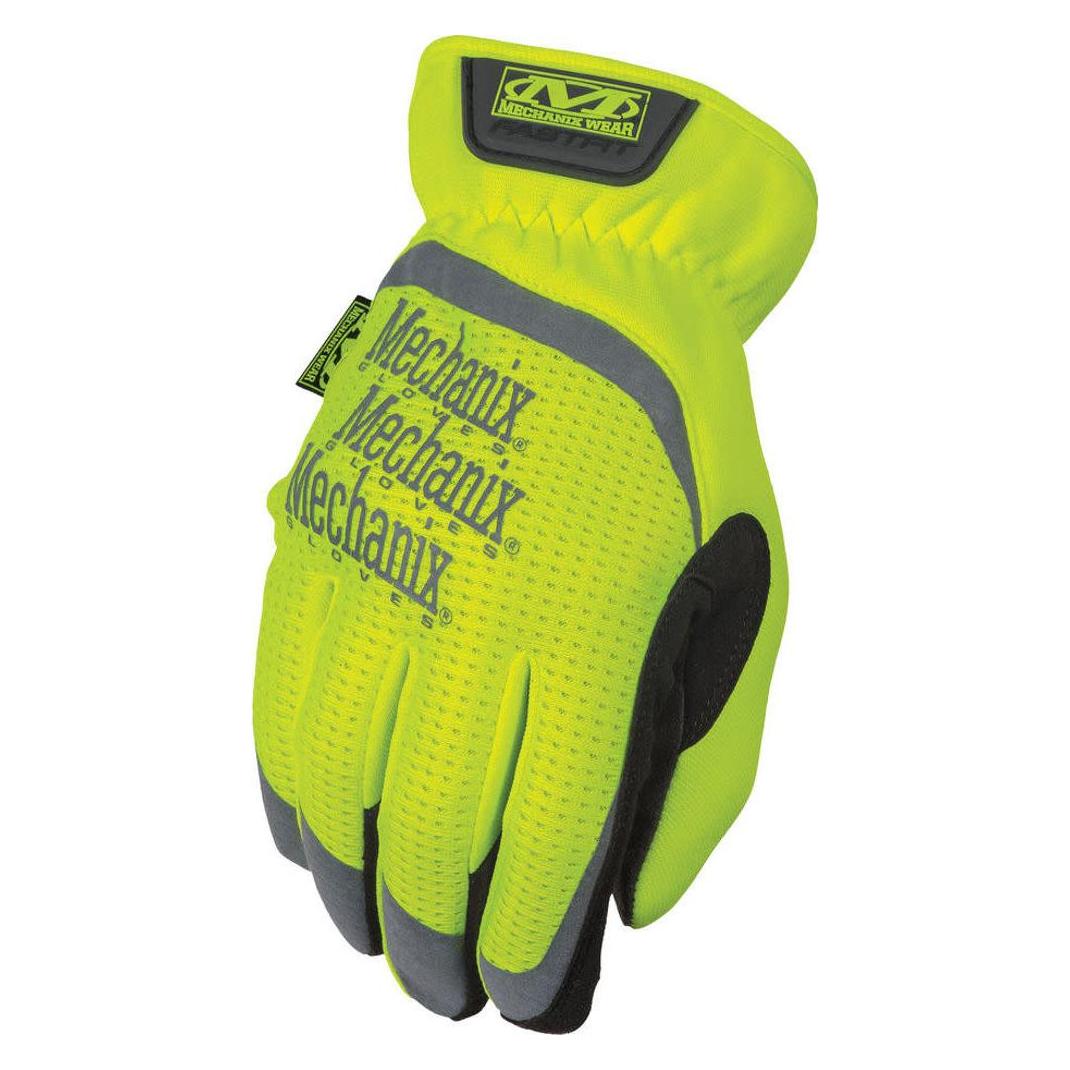 Mechanix Wear GlovesFastFit HiViz yellow size 9 / M. Wrinkled cuff, faux leather, TrekDry, reflective inscriptio (9, M) (SFF-91-009)