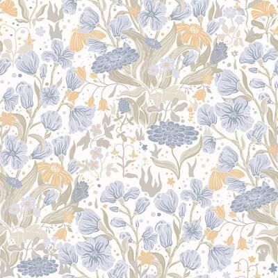 A-Street Prints Hava Light Blue Meadow Flowers Wallpaper