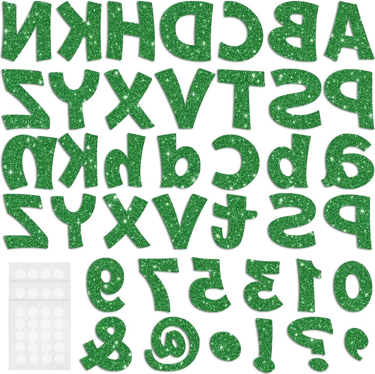 216 stuks Prikbord Letters Alfabet Uitsnijdingen Groen Glitter Design voor School en Wanddecoratie