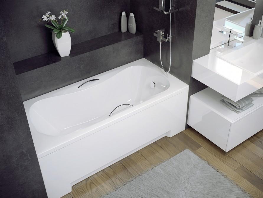 Badewanne ARIA PLUS 130x70 mit Füßen , mit Siphon und Schürze