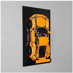 iDisplayit Acryl-Wand-Halterung für LEGO 42056 Porsche 911 GT3 RS (Mit schwarzem Hintergrund)