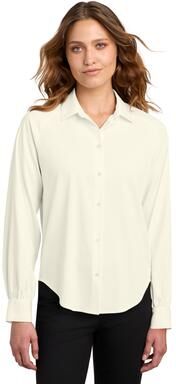 Mercer+Mettle MM2017 Women's Long Sleeve Buttery Soft Blouse in Ivory Chiffon size XL   97% polyester, 3% spandex