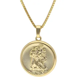 trendor 41864 Christophorus Anhänger Gold 333/8K mit vergoldeter Silberkette, 45 cm