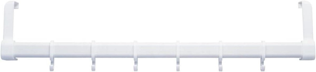 Deurkapstok Hanger Organizer met Zes Schuifhaken in Wit - 57 x 11 cm