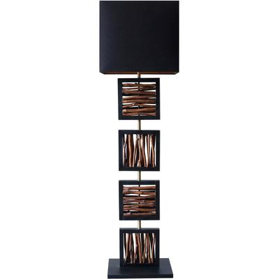 SALESFEVER Stehlampe "Treibholz", beige (natur, schwarz), 1, H: 163cm, 1 Stk., Leuchten, Schirm innen goldfarben, Stehlampe