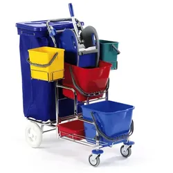 Floorstar SW 20 Plus SOLID Stufen-Doppelfahrwagen voll ausgestatteter Putzwagen 2 x 17 l - verchromt